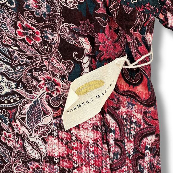 Farmers Market Abstract Print Sharkbite Abstract Hem Shirt Plus Size 3X Artsy - Picture 4 of 6